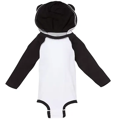 Rabbit Skins 4418 Fine Jersey Infant Character Hoo WHITE/ BLACK front view