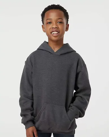 Tultex 320Y - Youth Pullover Hood in Heather charcoal front view