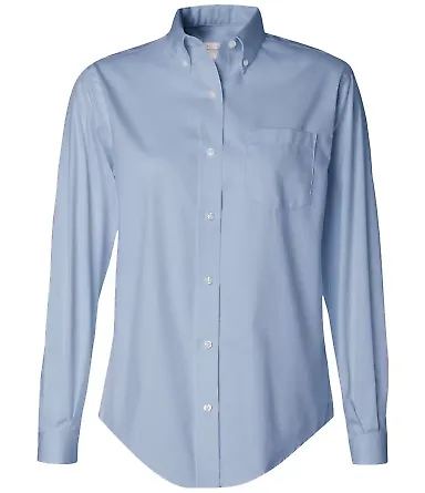 Van Heusen 13V0110 Women's Pinpoint Oxford Shirt Blue front view