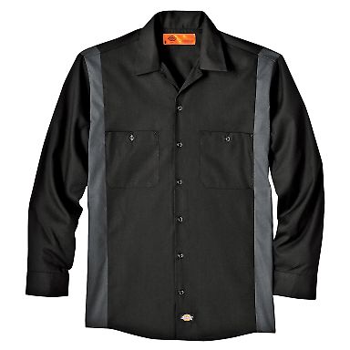 Dickies LL524 Unisex Industrial Color Block Long-S BLACK/ CHARCOAL front view