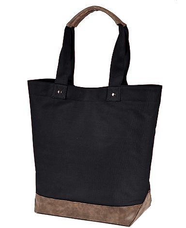 Authentic Pigment AP1921 Canvas Resort Tote in Black/ brown front view