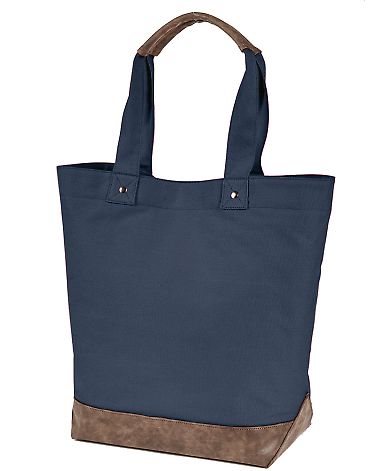 Authentic Pigment AP1921 Canvas Resort Tote in Deep navy/ brown front view