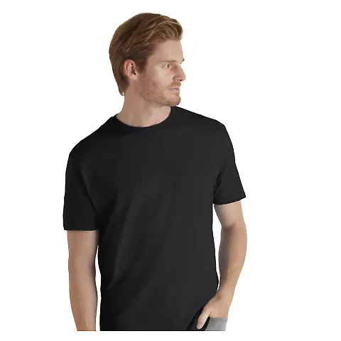Delta Apparel 11600L   Adult S/S Tee in Black front view