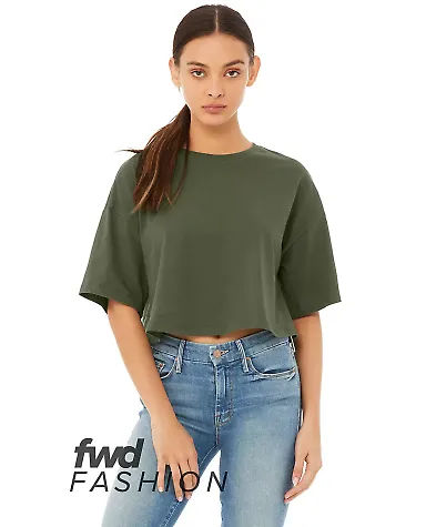 Bella + Canvas 6482 Fast Fashion Women's Jersey Cr in Military green front view
