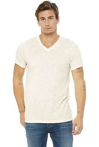 Bella + Canvas 3415 Unisex Triblend V-Neck Short S in Oatmeal triblend front view