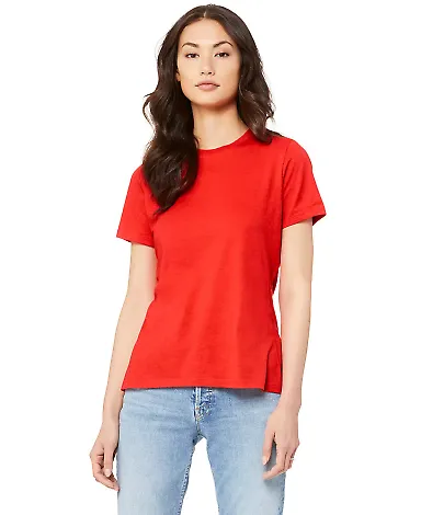 Bella + Canvas 6400 Womens Relaxed Short Cotton Je in Poppy front view