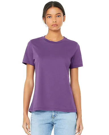 Bella + Canvas 6400 Womens Relaxed Short Cotton Je in Royal purple front view