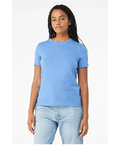 Bella + Canvas 6400 Womens Relaxed Short Cotton Je in Carolina blue front view