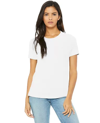 Bella + Canvas 6400 Womens Relaxed Short Cotton Je in White front view