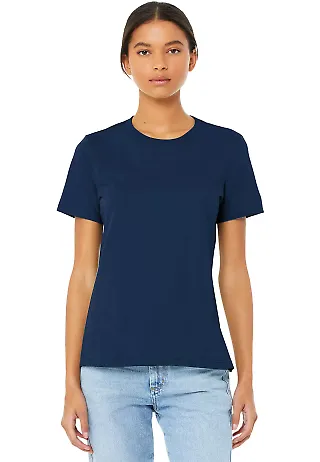 Bella + Canvas 6400 Womens Relaxed Short Cotton Je in Navy front view