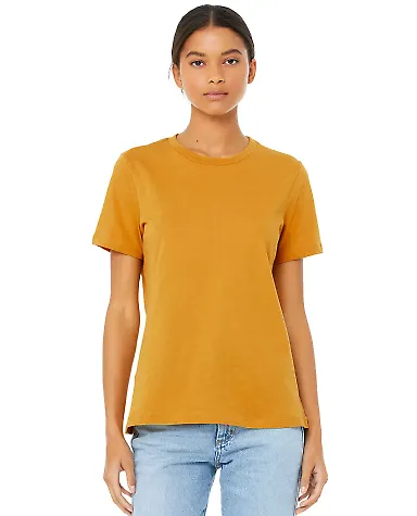 Bella + Canvas 6400CVC Womens relaxed short sleeve in Heather mustard front view
