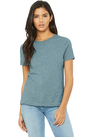 Bella + Canvas 6400CVC Womens relaxed short sleeve in Hthr blue lagoon front view
