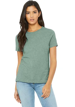 Bella + Canvas 6400CVC Womens relaxed short sleeve in Hthr prsm dst bl front view