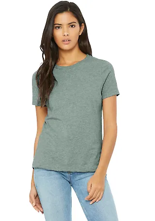 Bella + Canvas 6400CVC Womens relaxed short sleeve in Heather sage front view