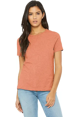 Bella + Canvas 6400CVC Womens relaxed short sleeve in Heather sunset front view