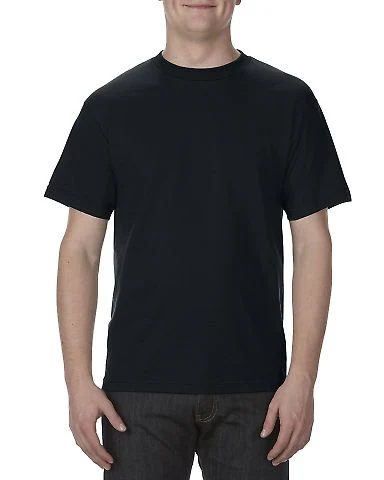 Alstyle 1301 Heavyweight Plain T Shirt by American in Black front view