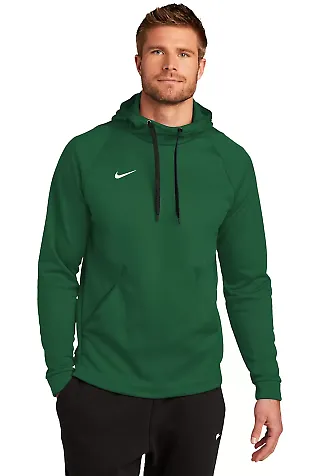 Nike CN9473  Therma-FIT Pullover Fleece Hoodie Tm Dark Green front view