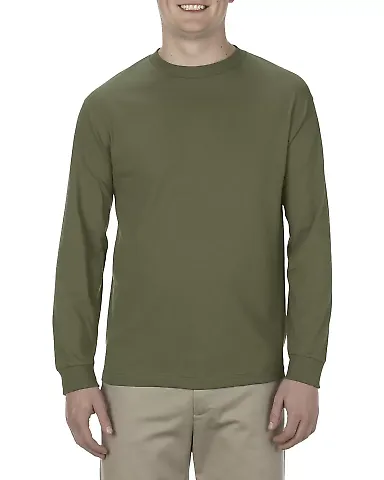 Alstyle 1304 Adult Long Sleeve T Shirt by American Military Green front view
