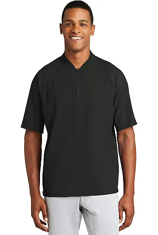 New Era NEA600     Cage Short Sleeve 1/4-Zip Jacke Black front view