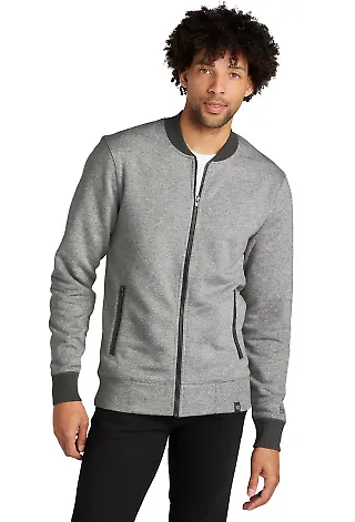 New Era NEA503 French Terry Baseball Full-Zip in Lt grph tw/gph front view