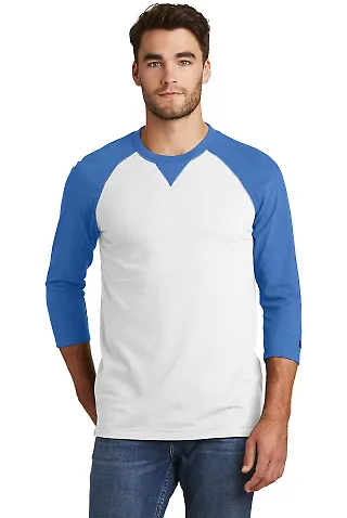 New Era NEA121     Sueded Cotton Blend 3/4-Sleeve  Royal Hthr/Wht front view