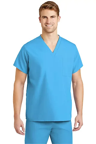 Cornerstone SCRUBTOP Unisex V-neck Scrub Top Turquoise front view