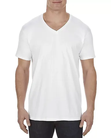 5300 ALSTYLE Adult V-neck Tee White front view