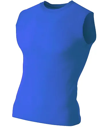 A4 Apparel  Youth Sleeveless Compression Muscle T- ROYAL front view