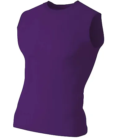 A4 Apparel  Youth Sleeveless Compression Muscle T- PURPLE front view