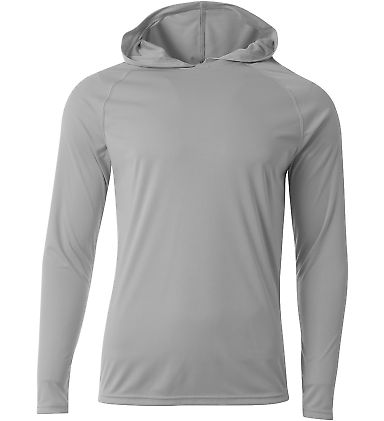 A4 N3409 - Cooling Performance Long Sleeve Hooded in Silver front view