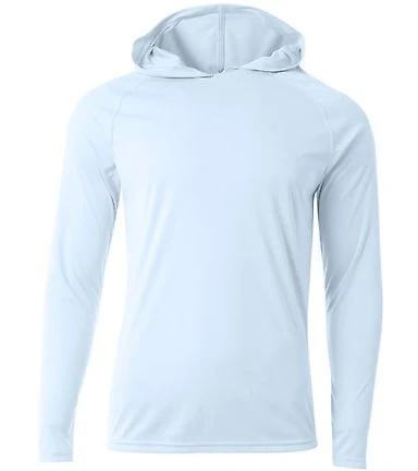 A4 N3409 - Cooling Performance Long Sleeve Hooded in Pastel blue front view