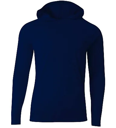 A4 N3409 - Cooling Performance Long Sleeve Hooded  NAVY front view