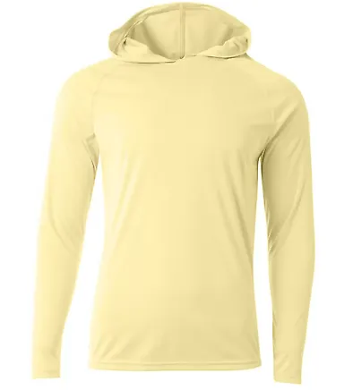 A4 N3409 - Cooling Performance Long Sleeve Hooded  LIGHT YELLOW front view