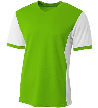 A4 N3017 - Premier Soccer Jersey LIME/ WHITE front view