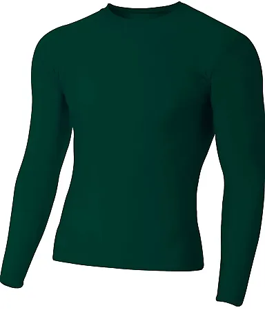 A4 NB3133 - Youth Long Sleeve Compression Crew FOREST front view