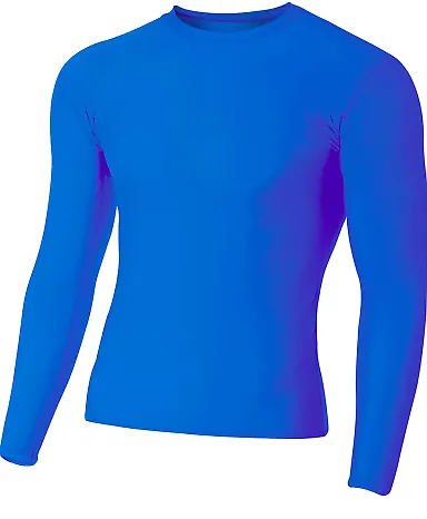 A4 NB3133 - Youth Long Sleeve Compression Crew ROYAL front view