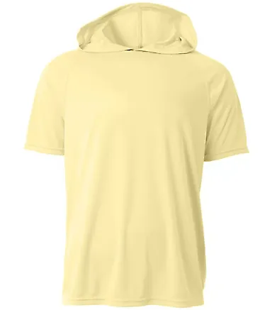 A4 N3408 - Cooling Performance Short Sleeve Hooded LIGHT YELLOW front view
