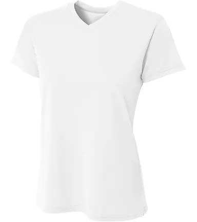 A4 NW3402 - Women's Sprint Short Sleeve V-neck WHITE front view