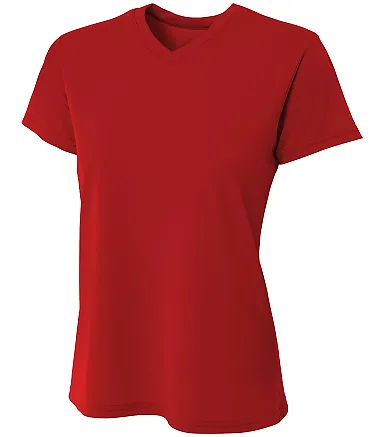 A4 NW3402 - Women's Sprint Short Sleeve V-neck SCARLET front view