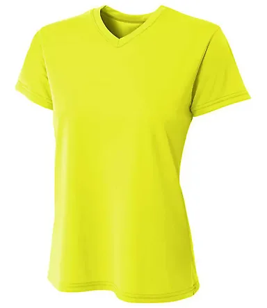 A4 NW3402 - Women's Sprint Short Sleeve V-neck SAFETY YELLOW front view