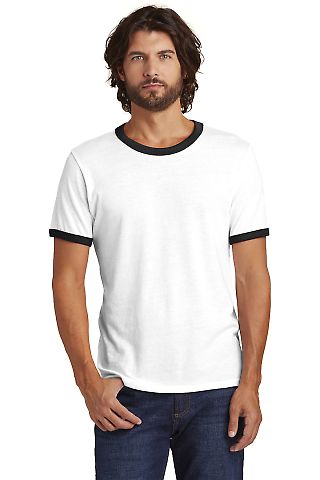 Alternative Apparel 5103 Unisex Keeper Ringer T-Sh in White/ black front view