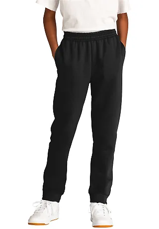Port & Company PC78YJ     Youth Core Fleece Jogger JetBlack front view
