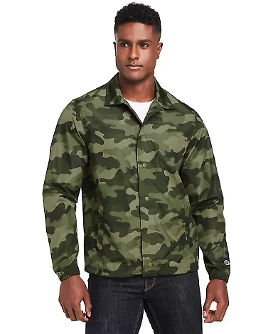 Champion Clothing CO126 Coach's Jacket Olive Green Camo front view