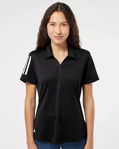 Adidas Golf Clothing A481 Women's Floating 3-Strip Black/ White front view