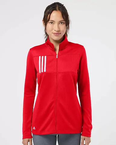 Adidas Golf Clothing A483 Women's 3-Stripes Double Team Collegiate Red/ Grey Two front view