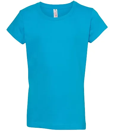 3362 ALSTYLE Girl Sheer Jersey Full Length T Turquoise front view