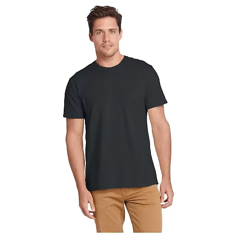 Delta Apparel 12600L   Adult S/S Tee in Black front view
