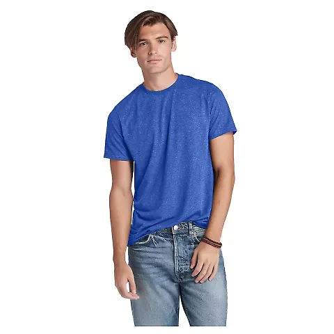 Delta Apparel 12603   Adult S/S Tee in Royal heather triblend front view