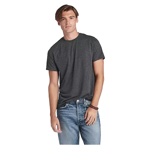 Delta Apparel 12603   Adult S/S Tee in Charcoal heather triblend front view