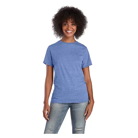 Delta Apparel 14600L   Adult S/S Tee in Royal snow heather front view